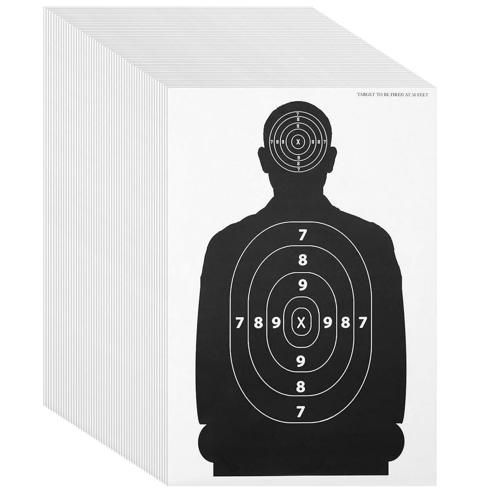 Juvale Shooting Targets Paper Silhouette Style - 17 x 25 in, Black & White, 50 Count - Paper Targets for Shooting Range & Airsoft, BB & Pellet Gun Practice