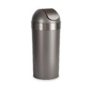 Umbra Venti Kitchen Trash Can with Swing Top Lid, Large 16-Gallon (62 L) Capacity, Pewter