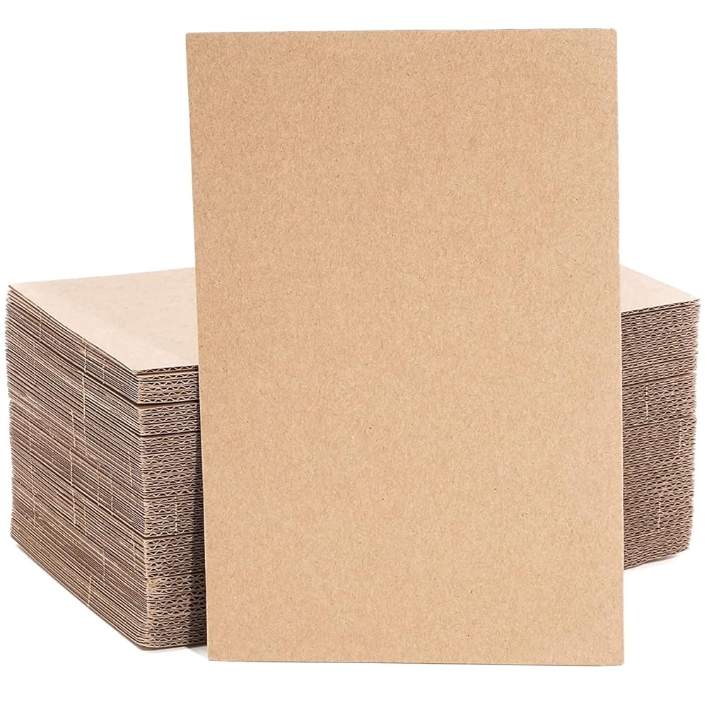 Juvale Corrugated Cardboard Sheets - 6 x 9 in, 2 mm Thick, Brown, Pack of 50 - Book Binding Materials & Thin Cardboard Sheets for Crafts & Mailer Dividers & Backing Board