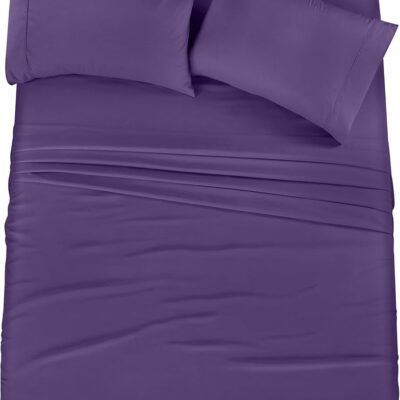 Utopia Bedding Queen Sheet Set – 4 Piece Bed Sheets for Queen Size Bed, Soft and Breathable Microfiber, Includes 1 Fitted Sheet, 1 Flat Sheet and 2 Pillowcases (Egg Plant)