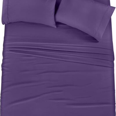 Utopia Bedding Full Sheet Set – 4 Piece Bed Sheets for Full Size Bed, Soft and Breathable Microfiber, Includes 1 Fitted Sheet, 1 Flat Sheet and 2 Pillowcases (Egg Plant)