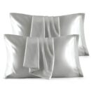 Bedsure Satin Pillowcase for Hair and Skin Queen - Silver Grey Silky Pillowcase 20x30 Inches - Set of 4 with Envelope Closure, Similar to Silk Pillow Cases, Gifts for Women Men