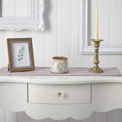 Nearly Natural 4.5in. Tuscan Ceramic Gray Scroll Planter, White - Image 3