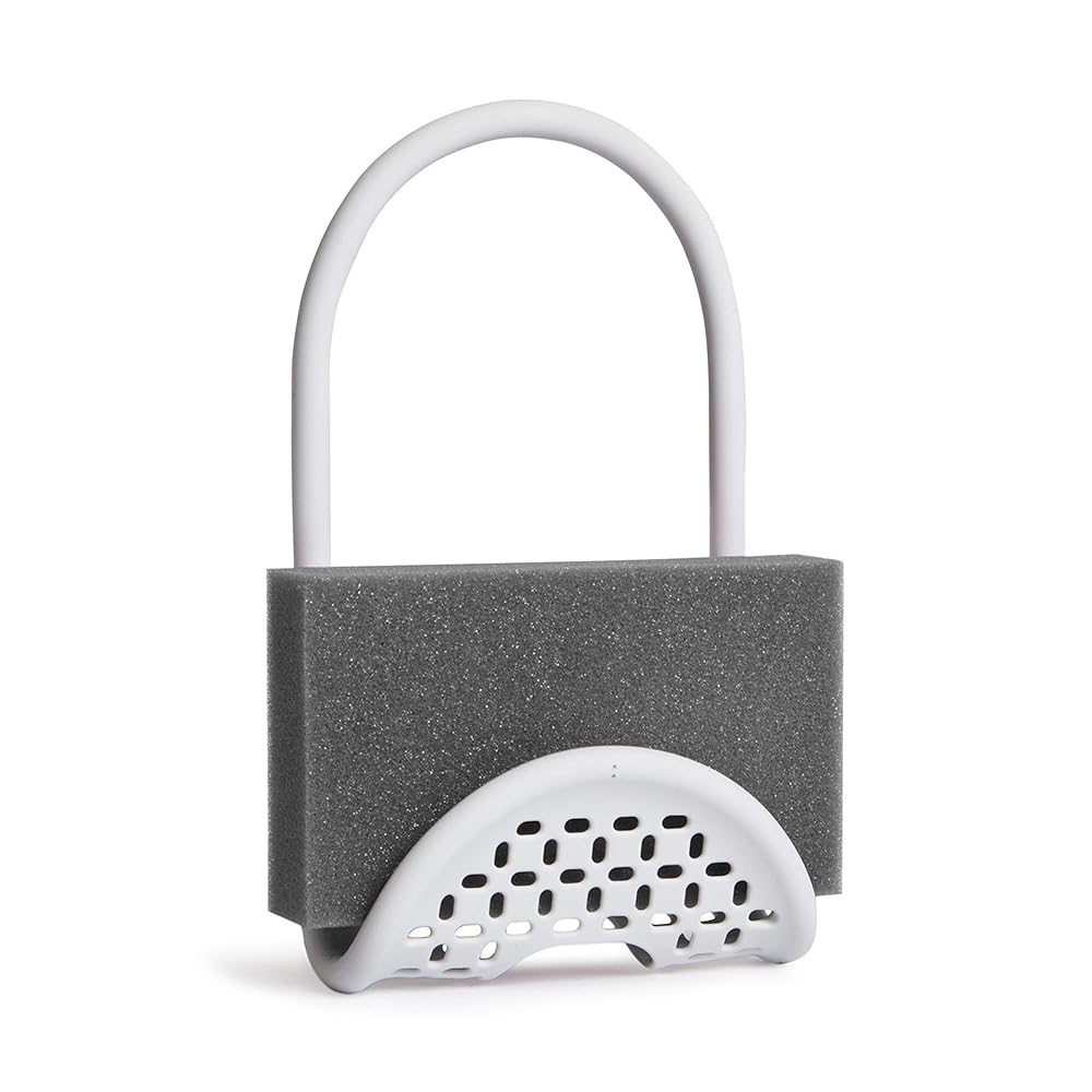 Umbra Sling Flexible Sink Caddy, Non-Slip – Holds Sponge, Scrubbing Brush or Dishrag, White