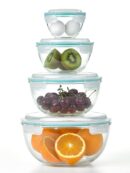 Glasslock Mixing Bowl with Latching Lids 8-Pieces Set – Airtight, Leakproof, BPA Free Lids, Nesting, Meal Prep, Baking, Salad, Food Storage & Serving Bowl, Microwave, Fridge & Freezer, Dishwasher Safe