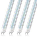 JESLED T8 4FT LED Type A+B Light Bulbs, 24W 3000LM 5000K Daylight White, Plug and Play or Ballast Bypass, 4 Foot Flourescent Tube Replacement, ETL Listed, Dual-end, Clear, Warehouse Lights 4Pack