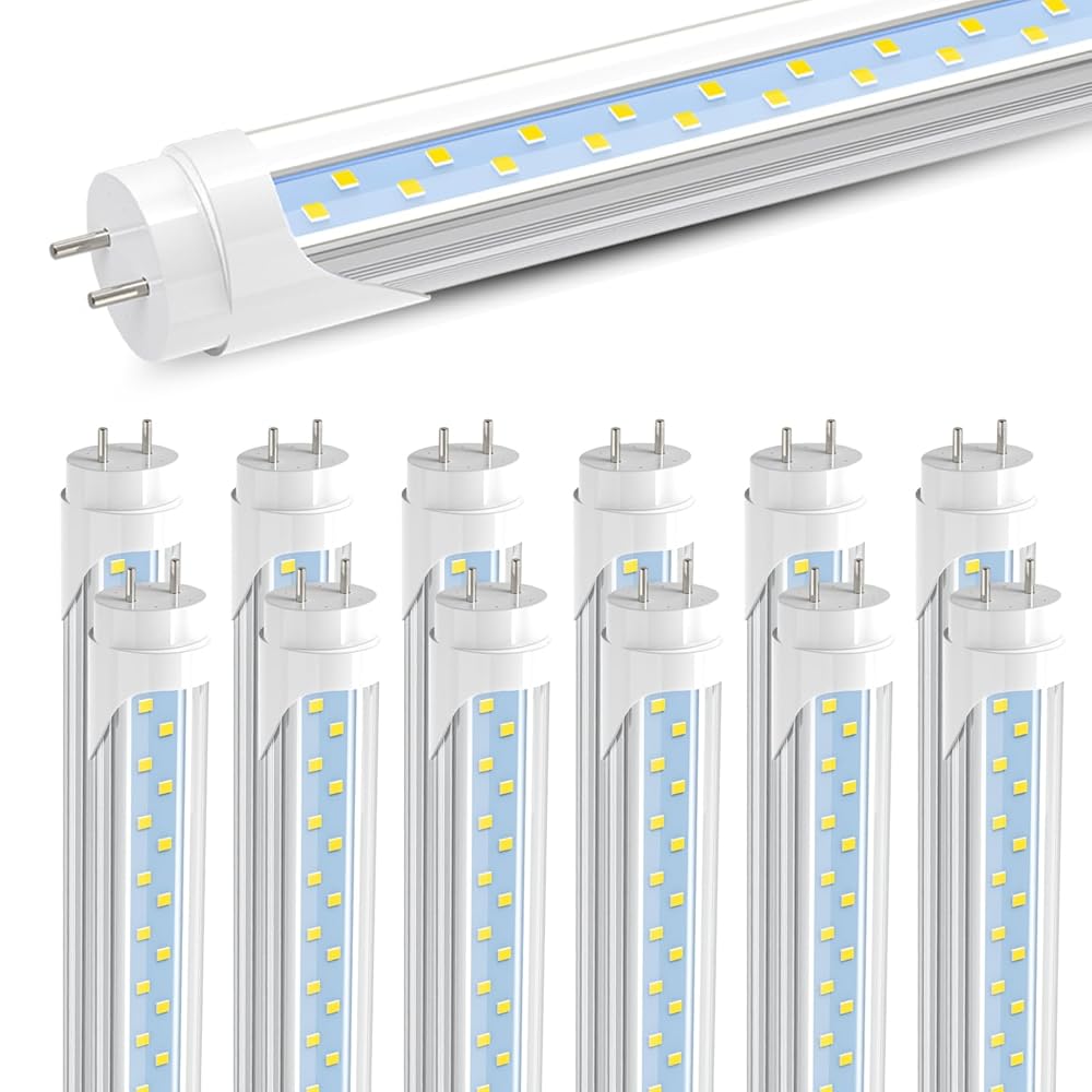 JESLED 4FT LED T8 Type A+B Tube Lights, 24W(65W Equivalent), 3200LM, 6000K, Single or Double End Powered, Plug and Play or Ballast Bypass, 4 Foot T10 T12 Fluorescent Bulbs Replacement, Clear(12-Pack)