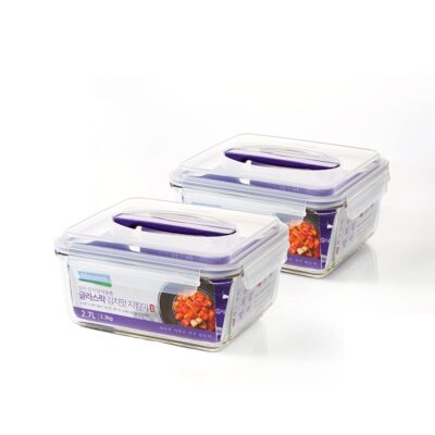 GLASSLOCK 91 Oz Glass Food Storage set of 2 – Large Capacity, Airtight & Leak-Proof, BPA Free Lid with Carry Handle, Microwave, Dishwasher, Fridge & Freezer Safe, Marinating, Sauce, Fruit Storage