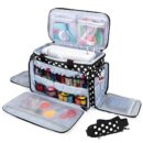 LUXJA Sewing Machine Carrying Bag with Removable Padding Pad, Travel Case for Sewing Machine and Accessories (Fit for Most Standard Sewing Machines), Black Dots (Bag Only)