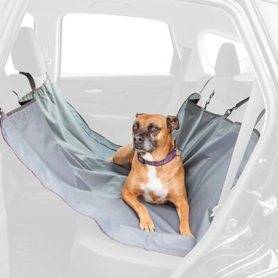 IRIS USA, Inc. Large Dog Car Seat Hammock Cover, Water-Resistant and Easy Install Fits Standard Size Car Backseat Cover and Protects Against Dirt and Animal Hair for Pet Dog Cat, Gray