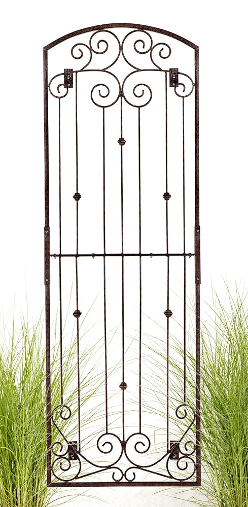 H Potter Garden Trellis for Climbing Plants Vertical Wrought Iron Panels Scroll Metal Wall Trellises Large Tall Arched Home Garden Outdoor 8 Foot Decorative Fence Privacy Screen Outdoors