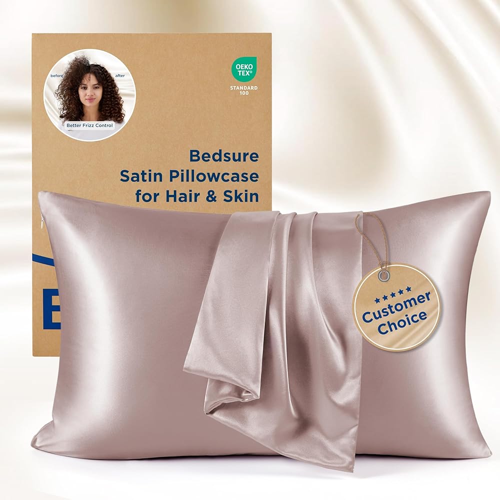 Bedsure Satin Pillowcases, Similar to Silk Pillow Cases Queen Size Set of 2, Pillow Case for Sleeping Women with Envelope Closure, Gifts for Women Men, Dusty Rose, 20x30 Inches, 2pcs
