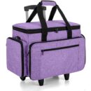 LUXJA Sewing Machine Case with Detachable Dolly, Rolling Sewing Machine Tote with Removable Bottom Pad (Fits for Most Standard Sewing Machines), Purple (Patented Design)