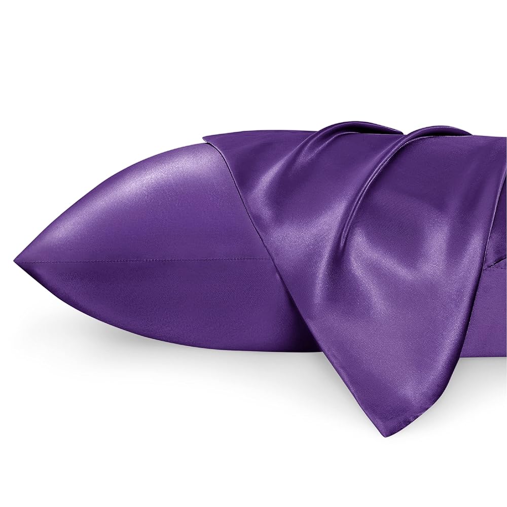 Bedsure King Size Satin Pillowcase Set of 2 - Purple Silky Pillow Cases for Hair and Skin with Envelope Closure, Similar to Silk Pillow Cases, Gifts for Women Men, 20x36 Inches, 2pcs
