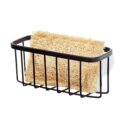iDesign Rust-Resistant Stainless Steel Sponge Holder for Kitchen Sink with Suction Cups, The Gia Collection - Set of 1, Matte Black