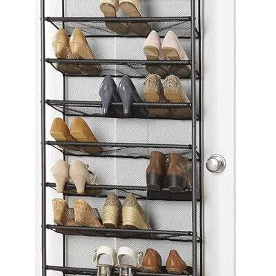 Whitmor 36 Pair Over-The-Door Rack-Gunmetal Gray Shoe Organizer