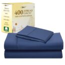 California Design Den Twin XL Sheets Set - 400 Thread Count Sateen, Natural 100% Cotton Bed Sheets Twin XL, Deep Pockets with All Around Elastic, Cool and Durable Bedding for Dorm Room - Navy Blue