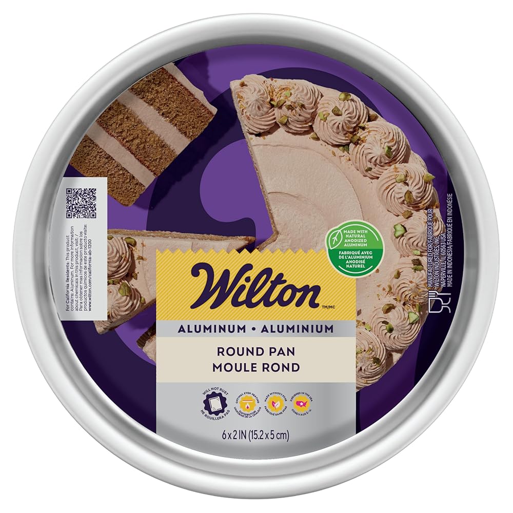 Wilton Aluminum Round Cake Pan, Classic Bakeware for Small Cakes, Durable, Even Heating, Rust-Resistant, Professional Quality, 6 in., Packaging May Vary