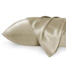 Bedsure King Size Satin Pillowcase Set of 2 - Taupe Silky Pillow Cases for Hair and Skin with Envelope Closure, Similar to Silk Pillow Cases, Gifts for Women Men, 20x36 Inches, 2pcs