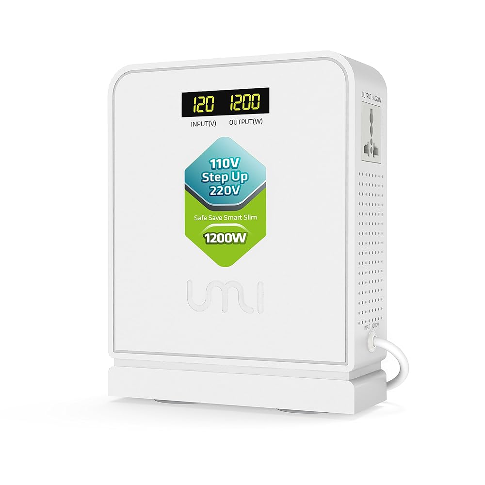 UMI Step Up Voltage 110v to 220v Converter, Heavy Duty Power Transformer 110v to 220v 1200W, Power Converter for Large Capacity Equipment, Step Up Transformer 110 to 220 Volt for Europe Appliance