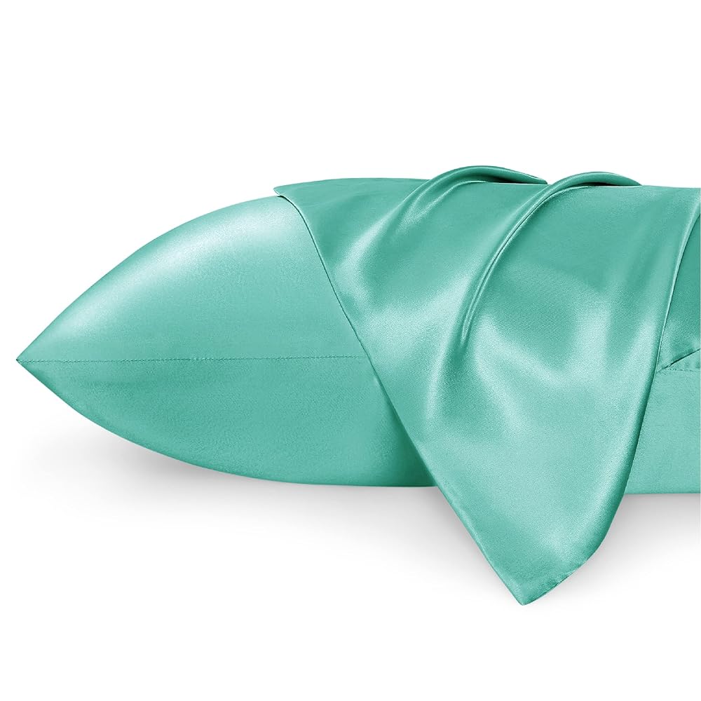 Bedsure Satin Pillowcase 2 Pack Similar to Silk Pillow Cases Standard Size, Pillow Case for Sleeping Women with Envelope Closure, Gifts for Women Men, Forest Green, 20x26 Inches, 2pcs