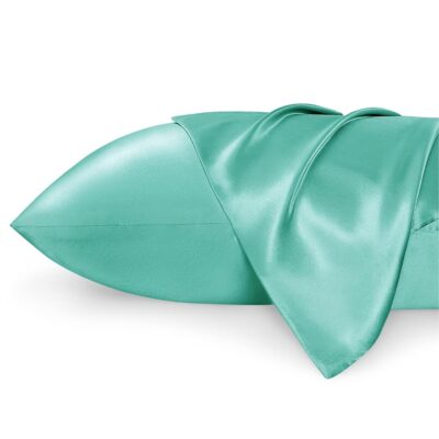 Bedsure Satin Pillowcases, Similar to Silk Pillow Cases Queen Size Set of 2, Pillow Case for Sleeping Women with Envelope Closure, Gifts for Women Men, Forest Green, 20x30 Inches, 2pcs