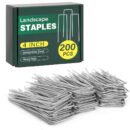 CEWOR 200 Pack Landscape Staples 4 Inches, Galvanized Metal Garden Stakes Landscaping Landscape Fabric Staples Sod Pins for Lawn, Barrier Fabric, Garden Fence, Ground Cover