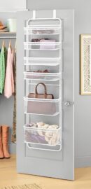 Whitmor Over The Door Organizer - 6 Sections - Pantry, Bathroom, Accessory Organizer - Metal and Mesh - White