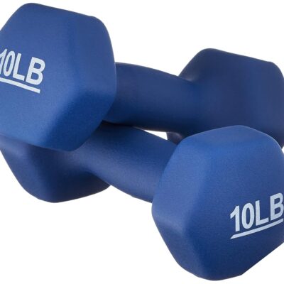 Amazon Basics Neoprene Dumbbell Hand Weights, 10 Pound, Pair, Navy Blue