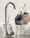 Umbra Sling Kitchen Sink Caddy Sponge Holder, Hangs Over Faucet or Divider, Single, Slate Blue