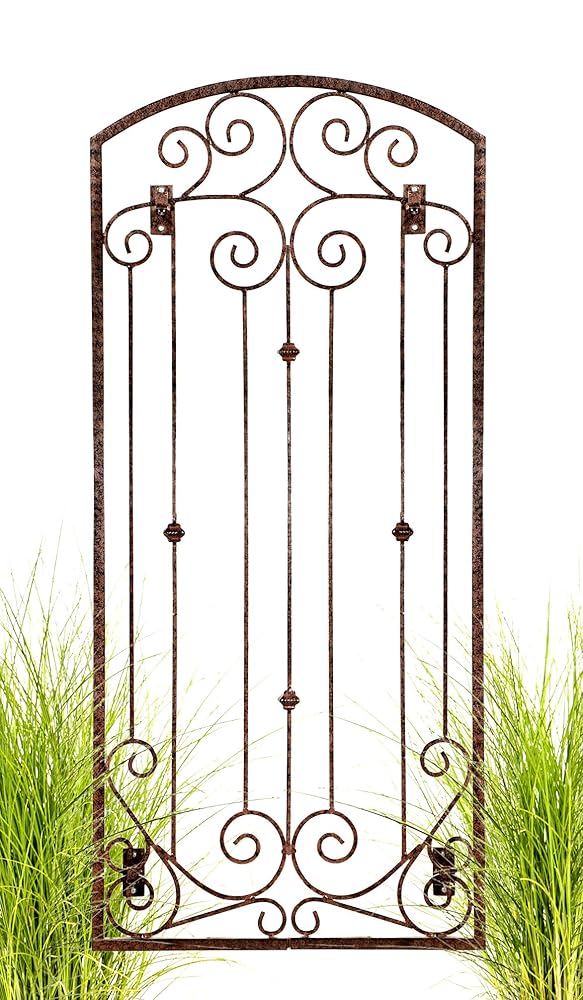 H Potter Garden Metal Wall Art or Trellis for Climbing Plants Outdoor Panel Roses Vines Privacy Includes Brackets for Hanging