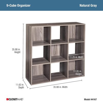 ClosetMaid 4167 Cubeicals Organizer, 9-Cube, Natural Gray - Image 3