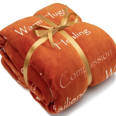Chanasya Premium Sympathy Warm Hugs Gift Throw Blanket - Healing Gift Cancer Chemo Survivor Get Well Caring Gifts - Comfort Gift Blanket for Love Support Strength -Women Men Friend Grandma - Orange