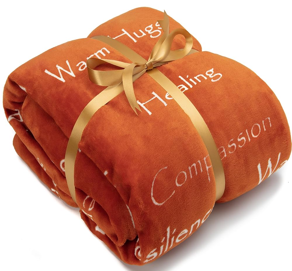 Chanasya Premium Sympathy Warm Hugs Gift Throw Blanket - Healing Gift Cancer Chemo Survivor Get Well Caring Gifts - Comfort Gift Blanket for Love Support Strength -Women Men Friend Grandma - Orange