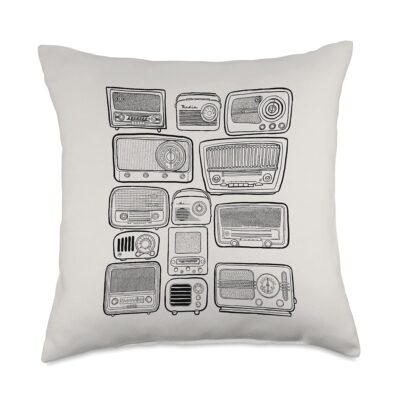 Retro Radios Throw Pillow