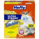 Hefty Ultra Strong 13 Gallon Trash Bags, Tall Kitchen Trash Bags 13 Gallon Size, Resist Leaks, Punctures, and Rips, Continuous Odor Control, White, Fabuloso Lemon Scent, 80 Bags