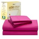 California Design Den Natural 100% Cotton Bed Sheets King Size Set - 400 Thread Count Sateen, Deep Pocket King Size Sheet Set, All Around Elastic, Soft, Cool and Durable Bedding - Hot Pink