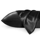 Bedsure Satin Pillowcase 2 Pack Similar to Silk Pillow Cases Standard Size, Pillow Case for Sleeping Women with Envelope Closure, Gifts for Women Men, Black, 20x26 Inches, 2pcs