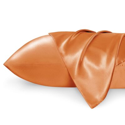Bedsure King Size Satin Pillowcase Set of 2 - Burnt Orange Silky Pillow Cases for Hair and Skin with Envelope Closure, Similar to Silk Pillow Cases, Gifts for Women Men, 20x36 Inches, 2pcs