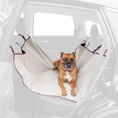 IRIS USA, Inc. Large Dog Car Seat Hammock Cover, Water-Resistant and Easy Install Fits Standard Size Car Backseat Cover and Protects Against Dirt and Animal Hair for Pet Dog Cat, Beige