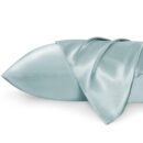 Bedsure Satin Pillowcases, Similar to Silk Pillow Cases Queen Size Set of 2, Pillow Case for Sleeping Women with Envelope Closure, Gifts for Women Men, Ether, 20x30 Inches, 2pcs