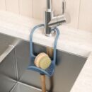Umbra Sling Kitchen Sink Caddy Sponge Holder, Hangs Over Faucet or Divider, Single, Slate Blue