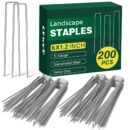 CEWOR 200 Pack Landscape Staples 6 Inches, 11 Gauge Galvanized Landscape Fabric Stakes Metal Garden Ground Stakes Sod Pins for Lawn, Barrier Fabric, Holding Fence, Ground Cover