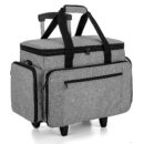 LUXJA Sewing Machine Case with Detachable Dolly, Rolling Sewing Machine Tote with Removable Bottom Pad (Fits for Most Standard Sewing Machines), Gray (Patented Design)