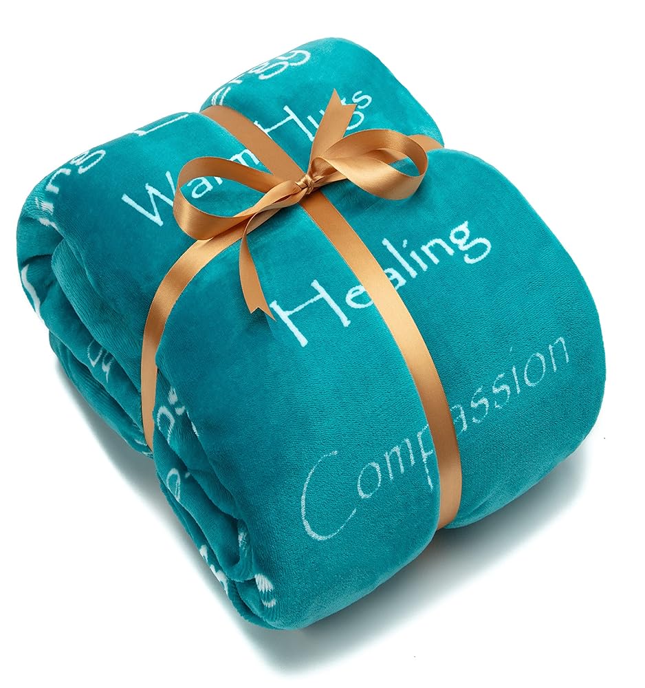 Chanasya Premium Sympathy Warm Hugs Gift Throw Blanket - for Positive Energy Support Comfort Strength - Cancer Chemo Get Well Gift Blanket - Patient Women Men Friend (60x70 Inches) Teal