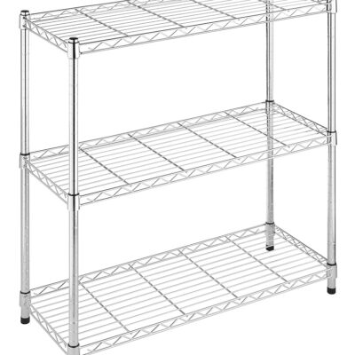 Whitmor 3 Tier Shelving Unit, Metal Storage Shelves, 400 lbs Capacity per Shelf, 1200 lbs Total, Durable Heavy Duty Shelf for Kitchen, Garage, Plant, 36"L x 14"W x 36"H, Chrome