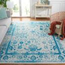 SAFAVIEH Adirondack Collection Area Rug - 9' x 12', Ivory & Teal, Oriental Distressed Design, Non-Shedding & Easy Care, Ideal for High Traffic Areas in Living Room, Bedroom (ADR109D)