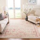 SAFAVIEH Adirondack Collection Area Rug - 10' Square, Ivory & Rose, Oriental Distressed Design, Non-Shedding & Easy Care, Ideal for High Traffic Areas in Living Room, Bedroom (ADR109H)