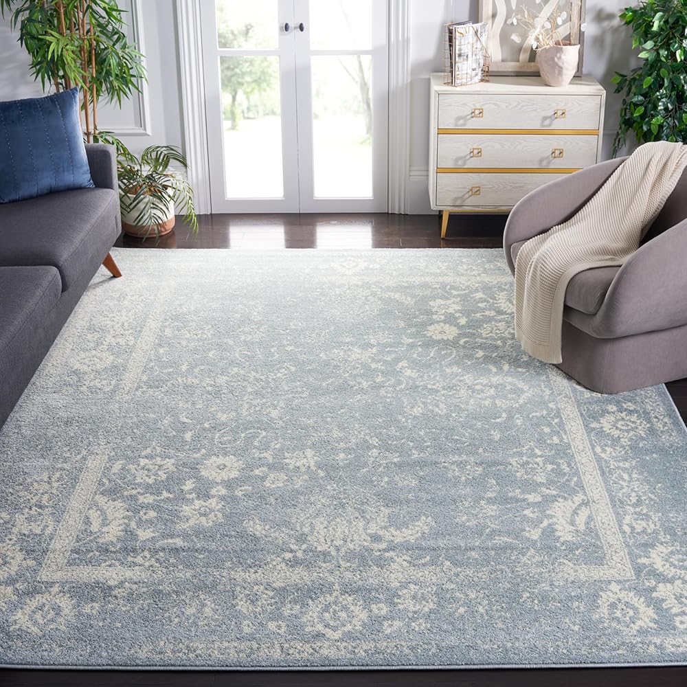 SAFAVIEH Adirondack Collection Area Rug - 10' x 14', Slate & Ivory, Oriental Distressed Design, Non-Shedding & Easy Care, Ideal for High Traffic Areas in Living Room, Bedroom (ADR109T)