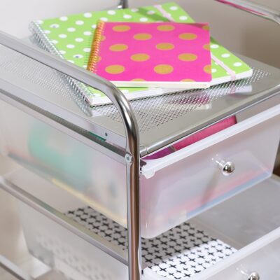 Honey-Can-Do 3-Drawer Plastic Storage Cart on Wheels,Silver - Image 5